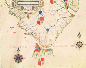 Fol.13 Map of South America and the Magellan Straits, from an atlas, 1571 